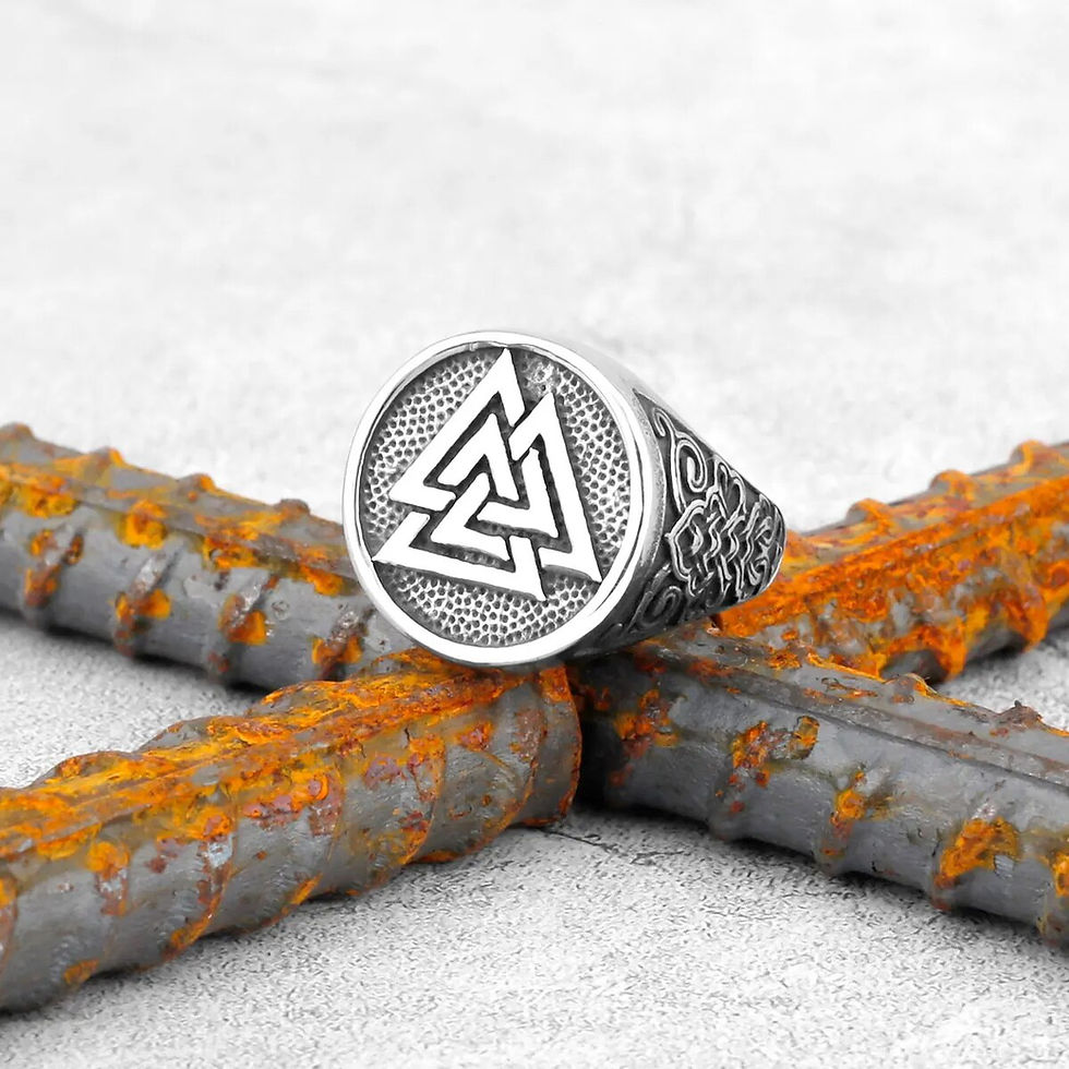 Thumbnail: Vintage Stainless Steel Viking Amulet Ring Norse Compass Runes Men and Women Ri