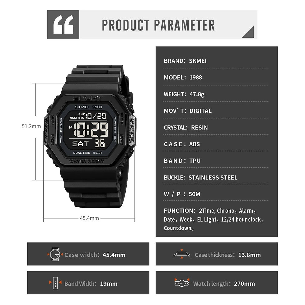 Thumbnail: Skmei Mens Military Countdown Chrono Wristwatch 5Bar Waterproof Alarm Clock Rel