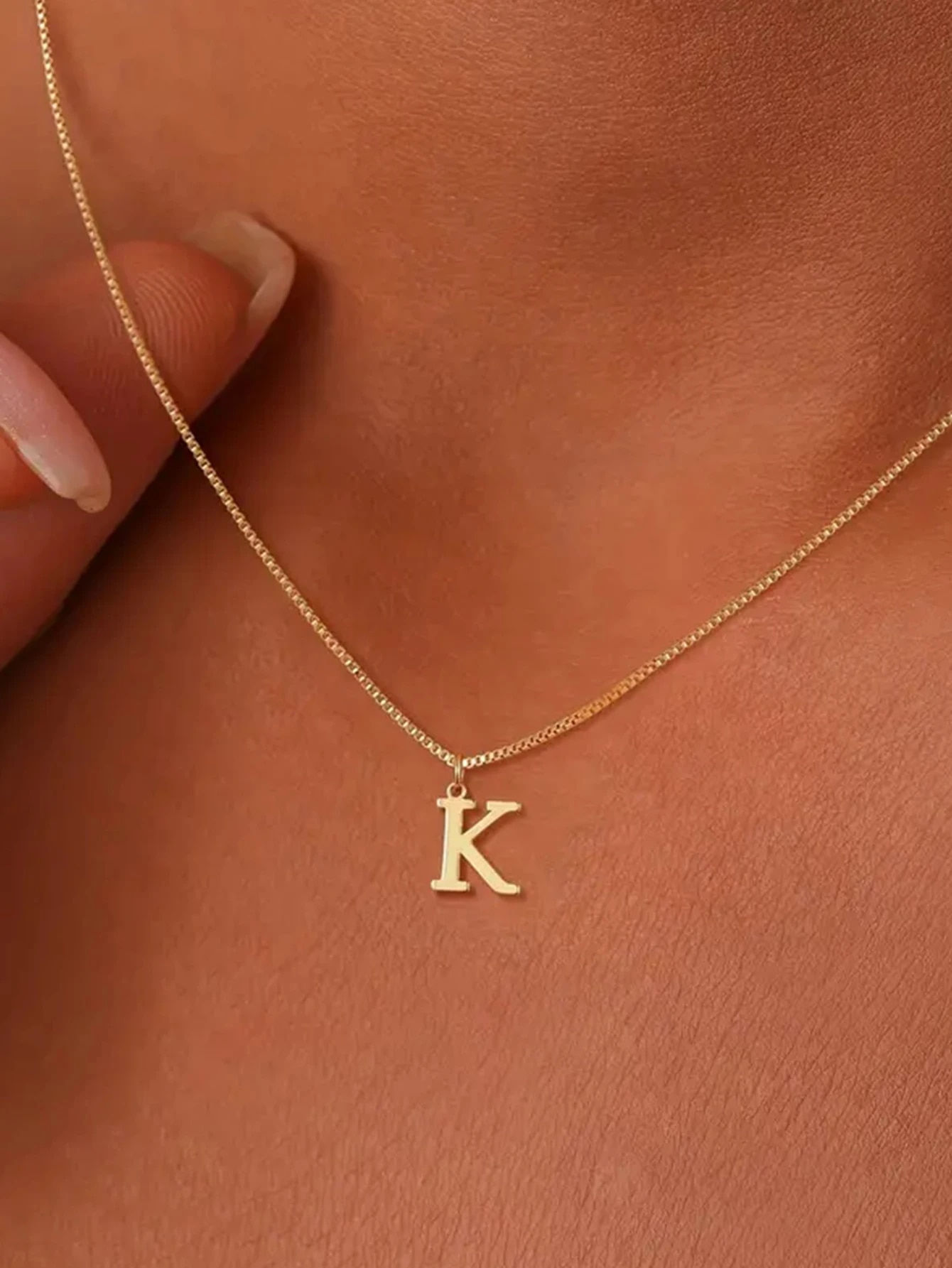 1pc Name Initial Necklace For Women Stainless Steel Jewelry Simple A-Z Alphabet