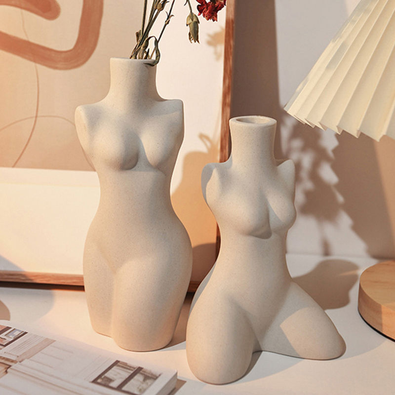 Thumbnail: Human Body Styling Art Vase  Silent Wind Ceramic Vase  Sculpture White Primitiv