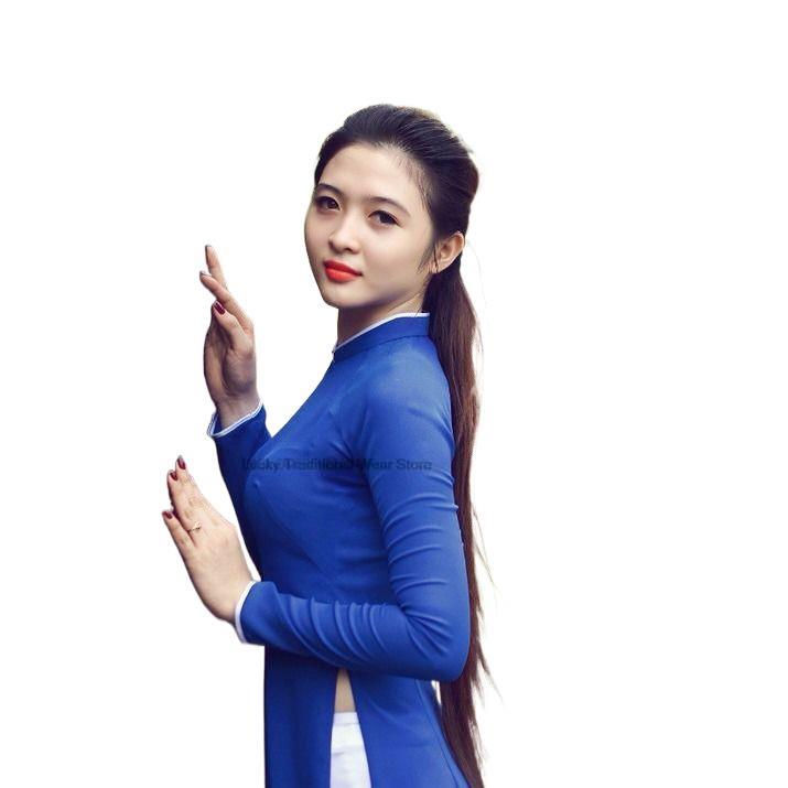 Thumbnail: woman aodai vietnam traditional clothing ao dai vietnam robe and pants vietnam