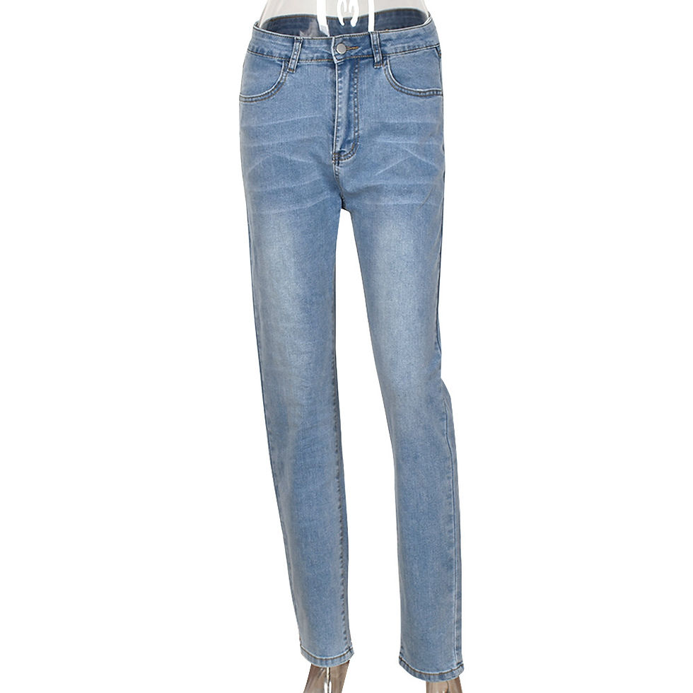 Thumbnail: Washed Zipper Button High Waist Sheath Sexy Jeans