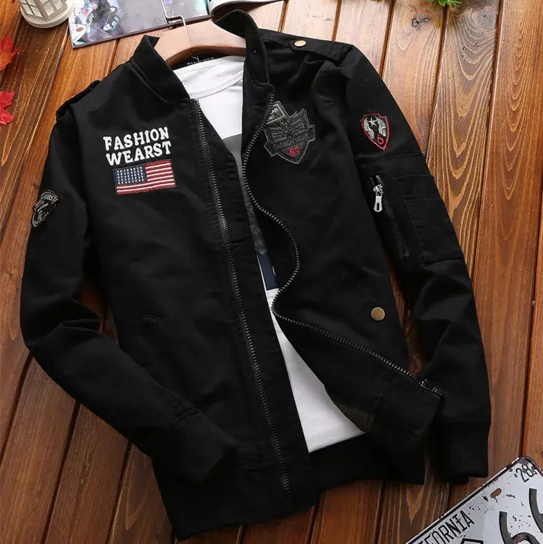 New Spring Military Style Pilot Jacket Multi-pocket Men Tactical Flight Jacket