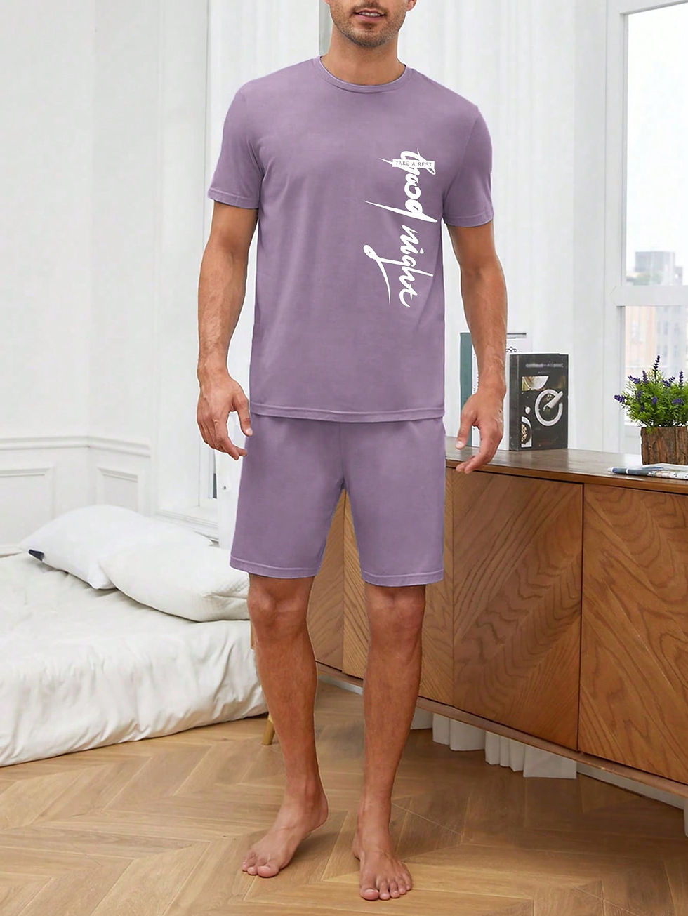 Miniaturbild: Men Letter Graphic PJ Set / Pajama Set