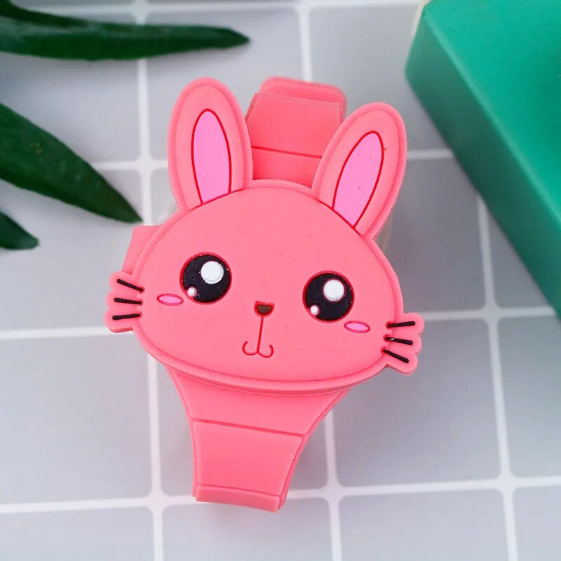Thumbnail: LED Cartoon Rabbit Children Watches with Bratelet Lovely Rabbit Electronic Girl