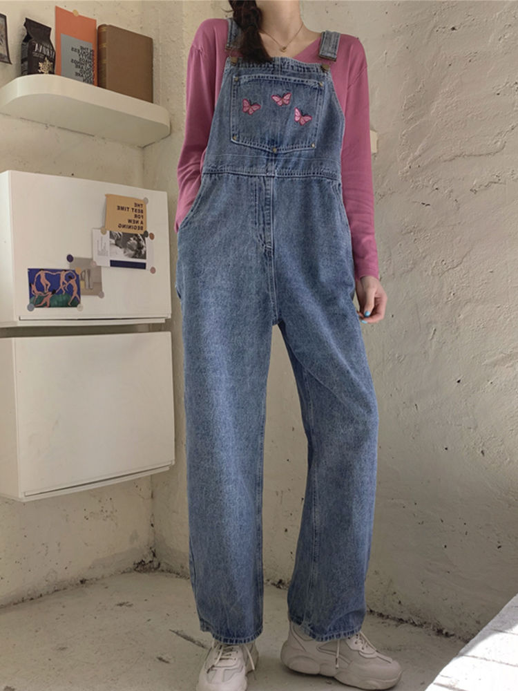 Thumbnail: Women's Korean Version Of Denim Suspender Pants