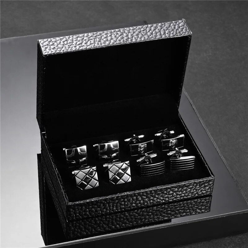 थंबनेल: 4 Pairs CuffLinks For Mens Wedding Souvenirs Guests Gift Man Shirt Cufflink Wit