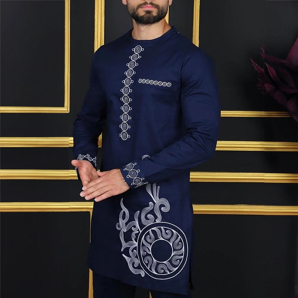 Miniaturbild: New In Dashiki 2 Pieces Sets Abaya Men's Clothing Shirt Pant Set Long Sleeve El