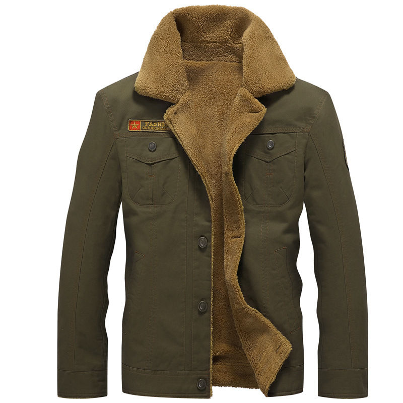 Thumbnail: 2023 Winter Bomber Jacket Men Air Force Pilot MA1 Jacket Warm Male fur collar M