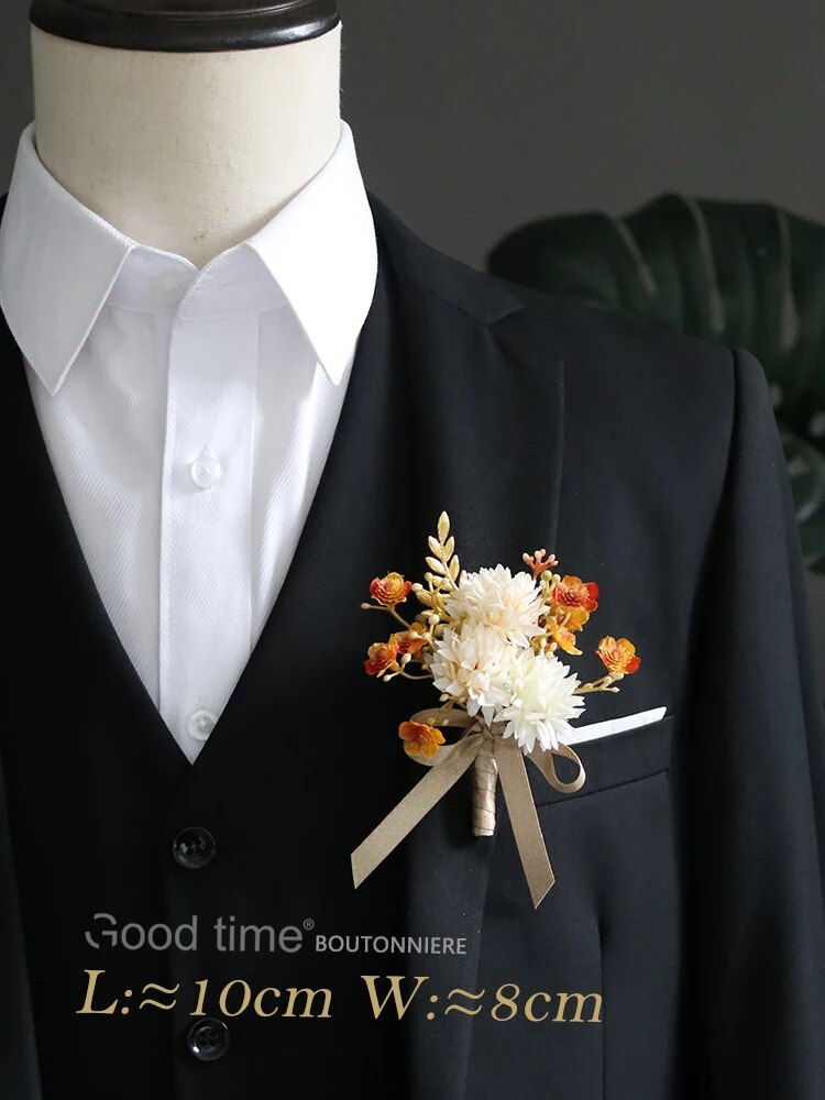 Thumbnail: GT Silk Corsages Boutonnieres Wedding Decoration Marriage Rose Wrist Flowers fo