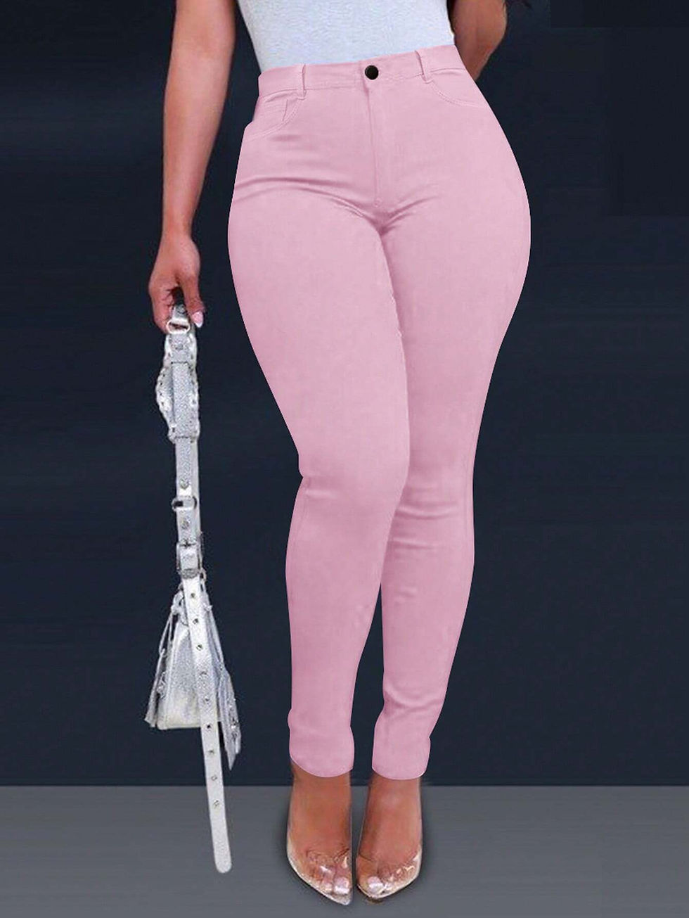 Thumbnail: Apperloth A High Waist Ultra Stretchy Slant Pocket Skinny Tapered Pants Work Sl
