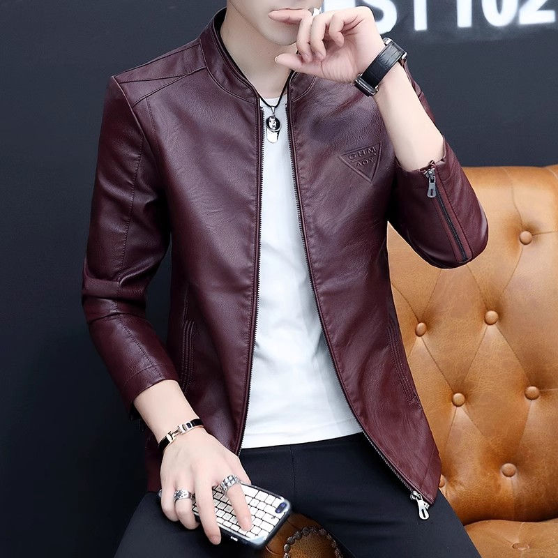 Thumbnail: Mens Biker Leather Jacket 2023 Autumn  Men's Fashion Trend Decorative Motorcycl