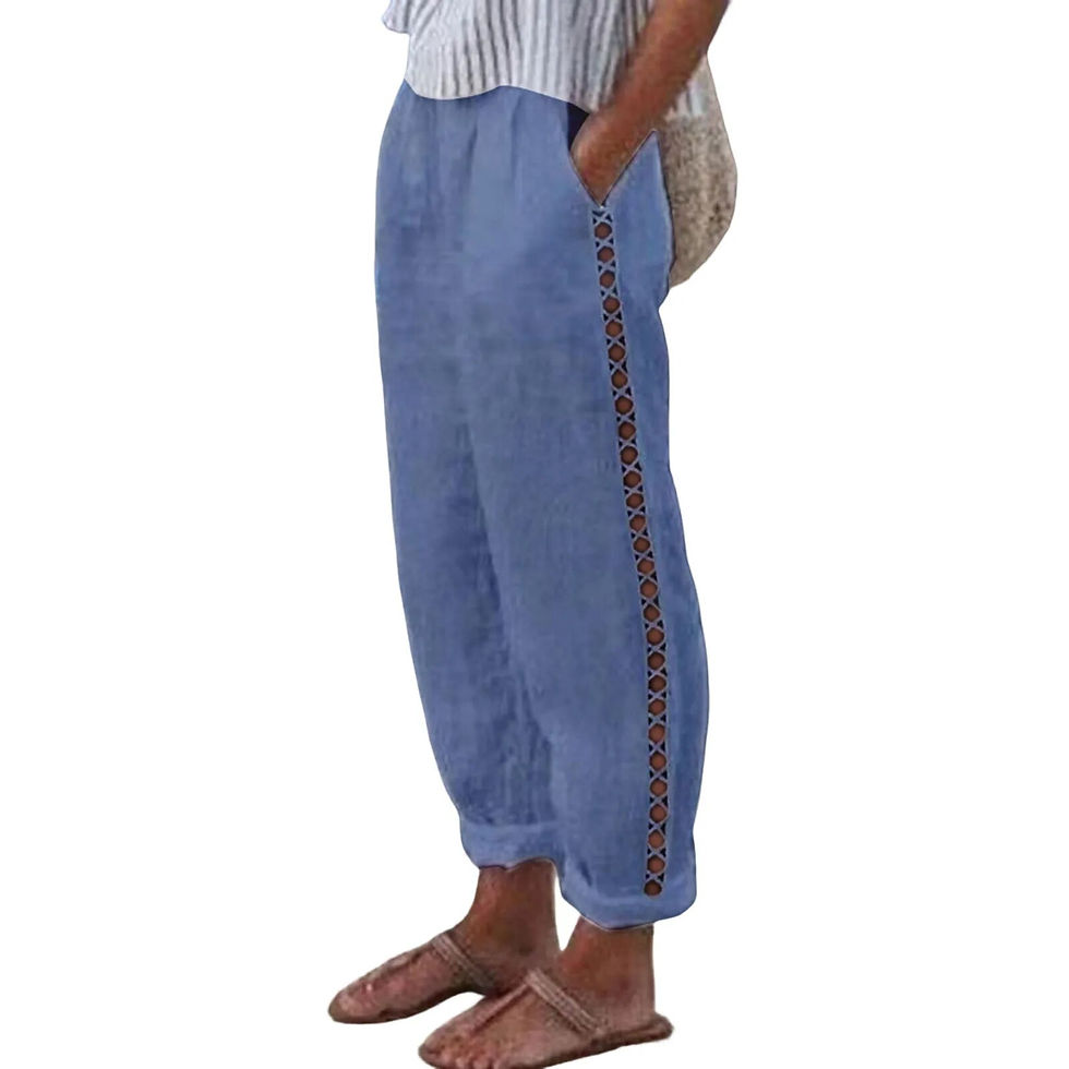 Thumbnail: Casual Women Trousers Full Length Summer Elegant Elastic Waist Pants  Bottoms H