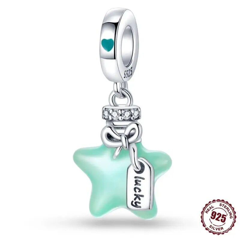 Thumbnail: HOT 92 style 925 Sterling Silver Chameleon Firefly Cute Animal Pendant Beads Fi
