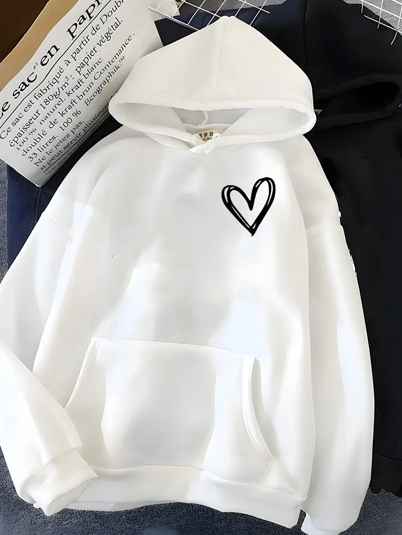 Thumbnail: Hirsionsan Simplic Heart Print Women Sweatshirt Soft Casual Loose Vintage Femal