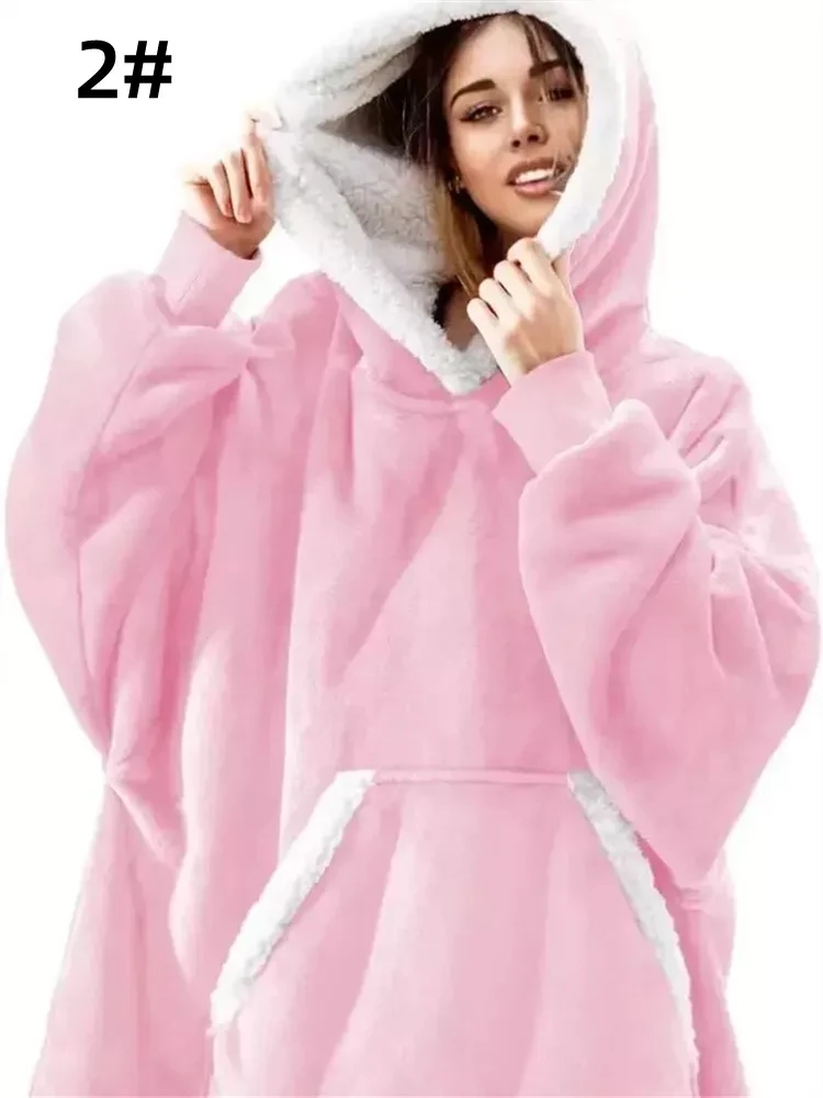 Thumbnail: Winter Hoodies Sweatshirt Women Men Pullover Fleece Giant TV Oversized Blanket 