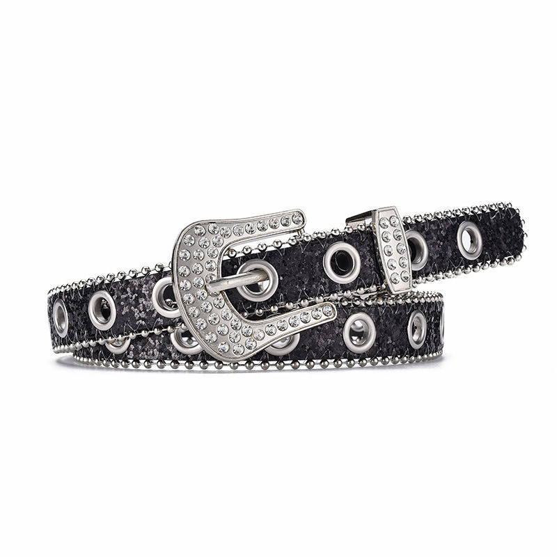 Miniatúra: Women's Fashion Rhinestone Pin Buckle Decorative Personality Sequins Belt Ladies