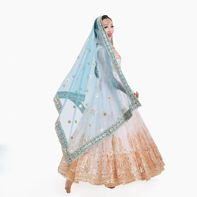 Thumbnail: Indian Sari Scarf Mesh Embroidery Ethnic India Pakistan Clothing Silk Headscarf
