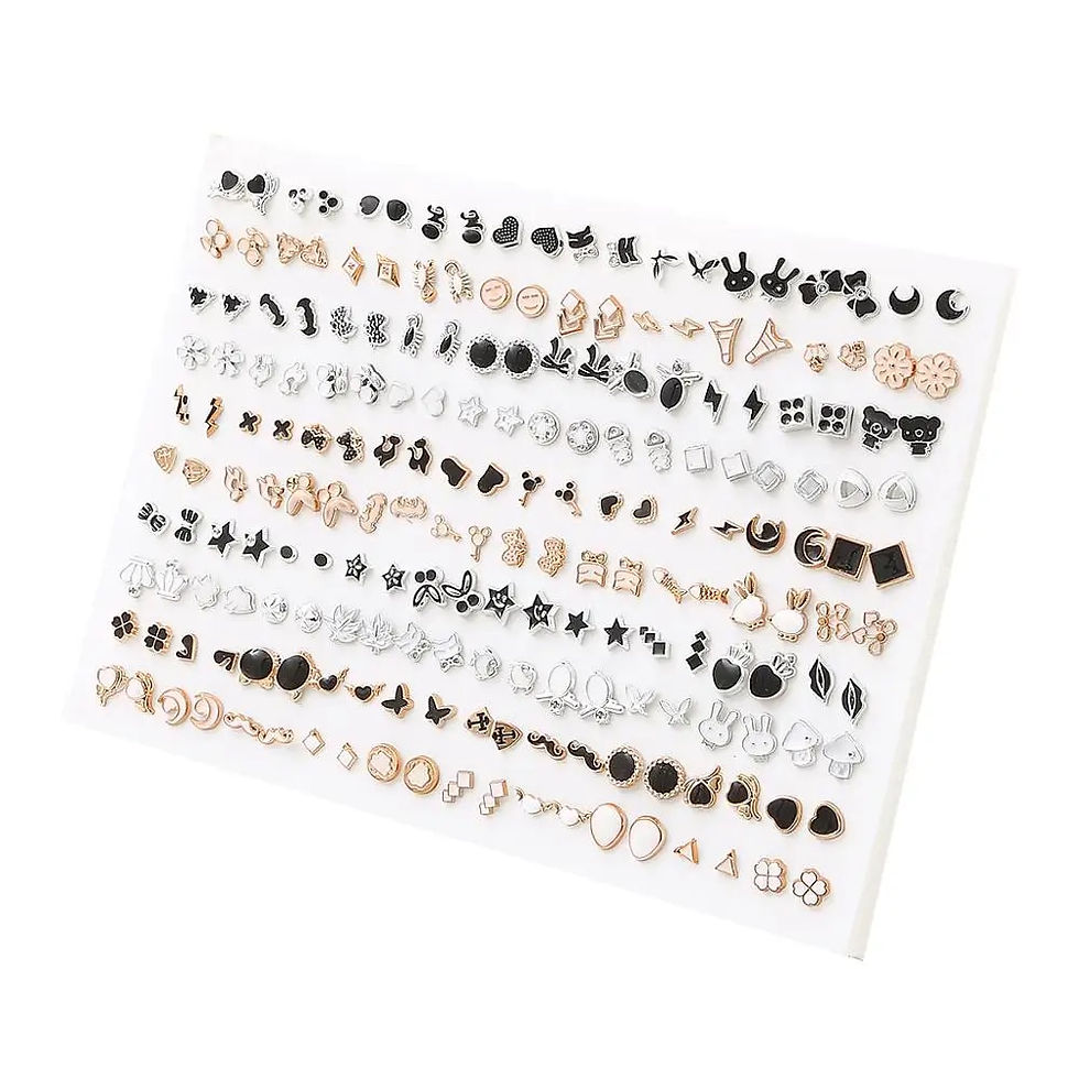 Thumbnail: 100Pair Women Acrylic Crystal Small Stud Earrings Set Girls Child Heart Star An
