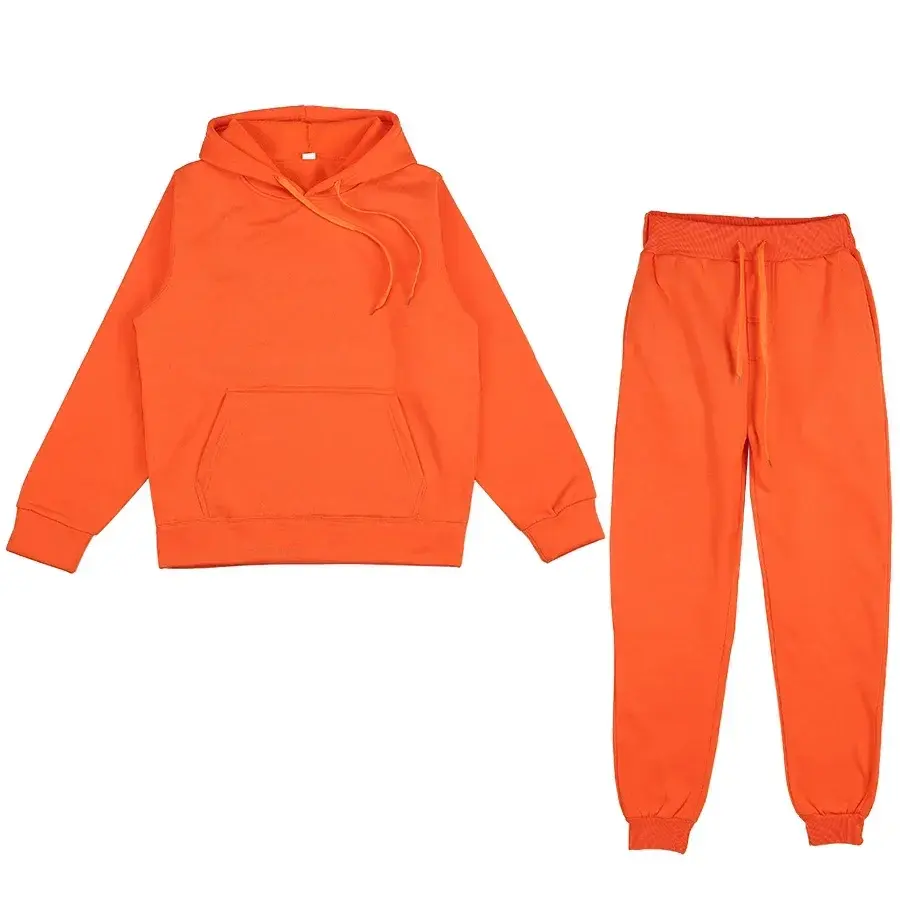 Women Tracksuit Solid Color Hooded Sport Suits Men Spring Warm Hoodies Casual L