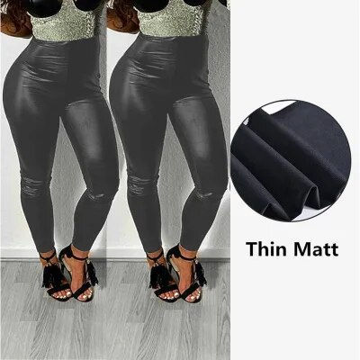 Thumbnail: Qisin Plus Size Winter PU Leather Leggings Women Thickened Warm Legging High Wa