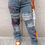 Thumbnail: LW Plus Size Butterfly Letter Print Ripped Jeans Women Large Size Denim Fashion
