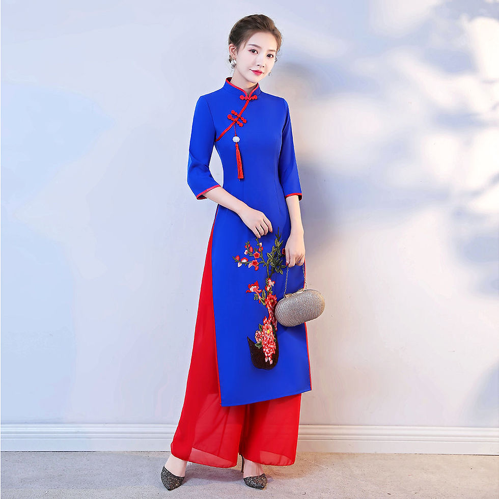 Thumbnail: 2024 Vietnam Ao Dai Cheongsam Traditional Oriental Dress Set Improved Vietnam A