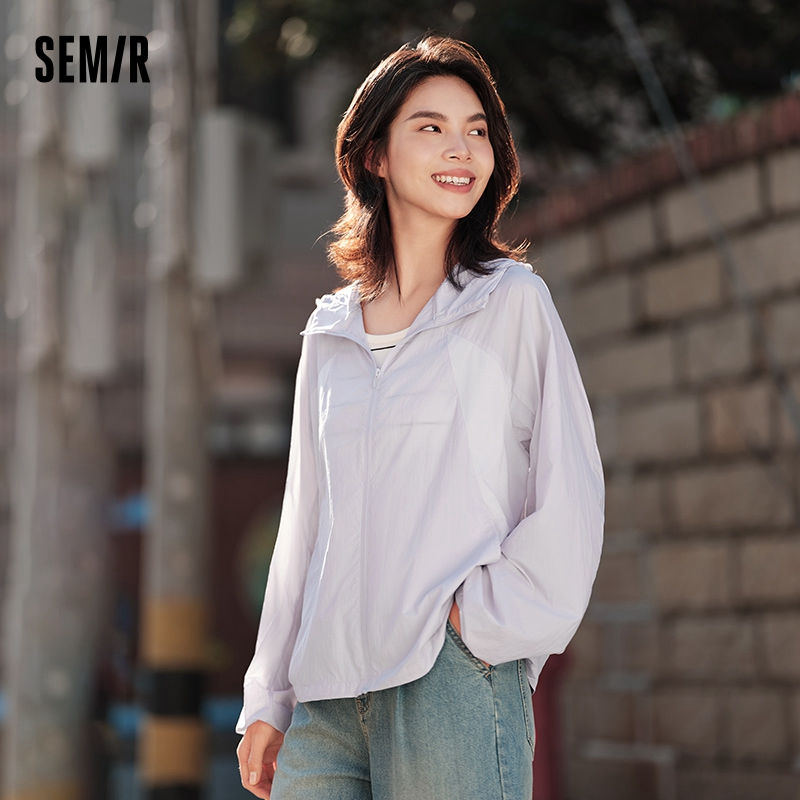 Thumbnail: Semir Jacket Women Splicing Mesh Hooded Jacket Loose 2024 Summer New Texture Co