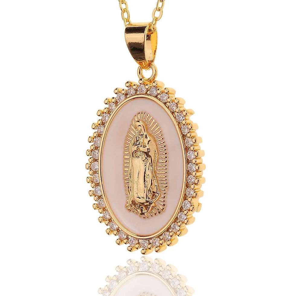 Imej kecil: High Quality Women's Religious Jewelry Copper Micro Inlaid Zircon Virgin Mary P
