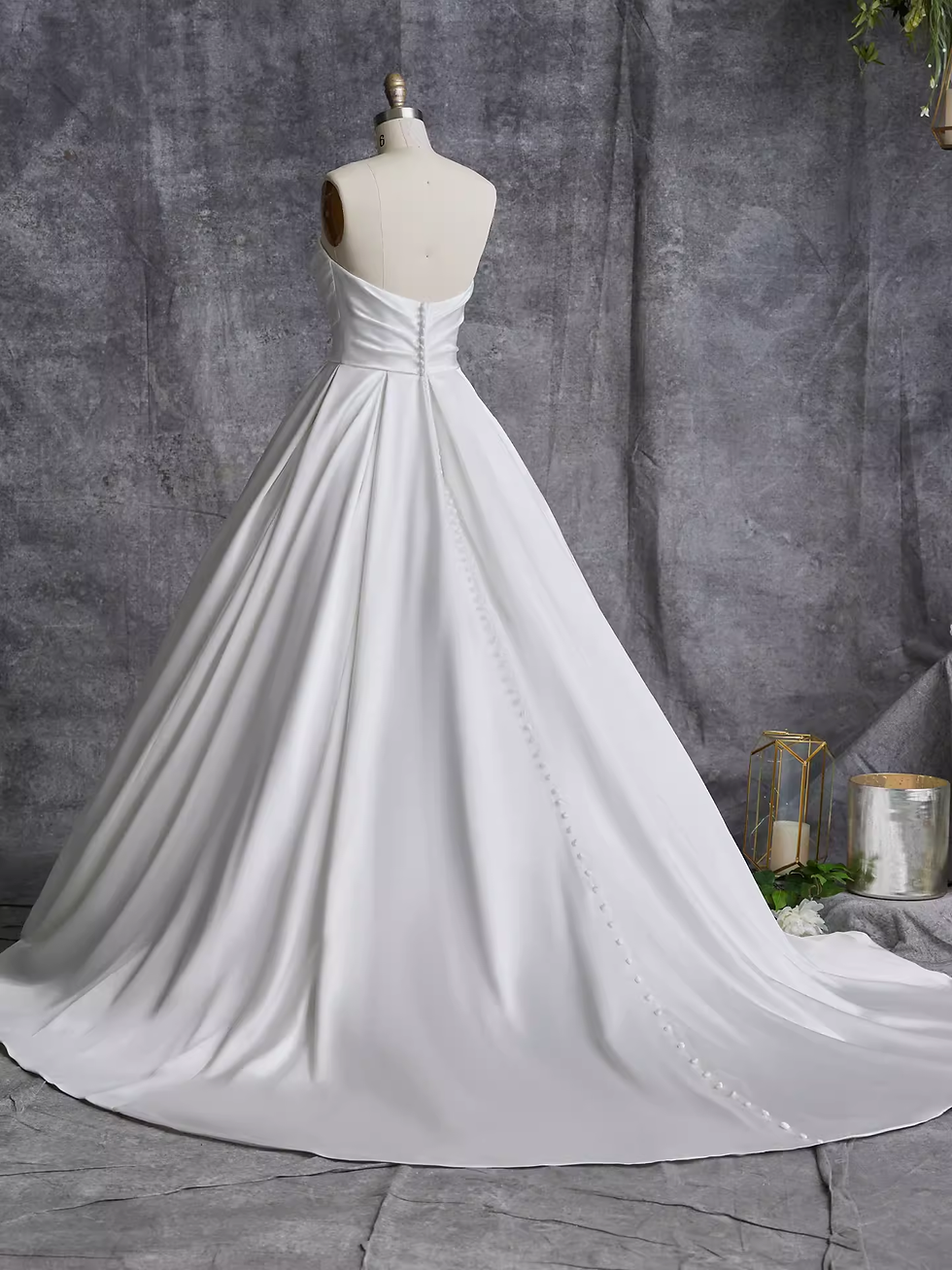 Thumbnail: Stylish simple satin wedding dress Classic Ball gown White Wedding dress strapl