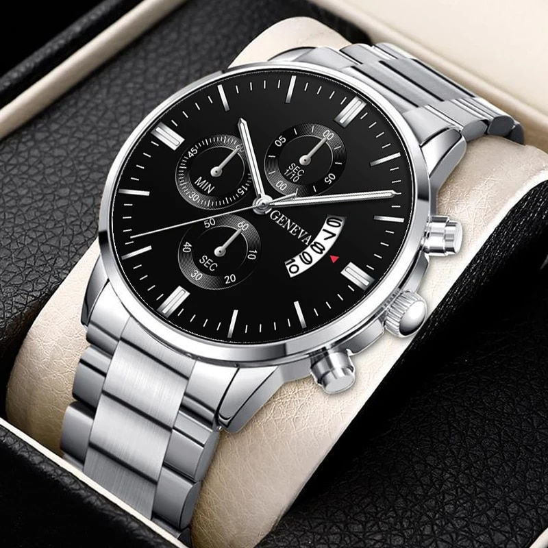 Thumbnail: reloj hombre Fashion Men Stainless Steel Watch Luxury Calendar Quartz Wrist Wat