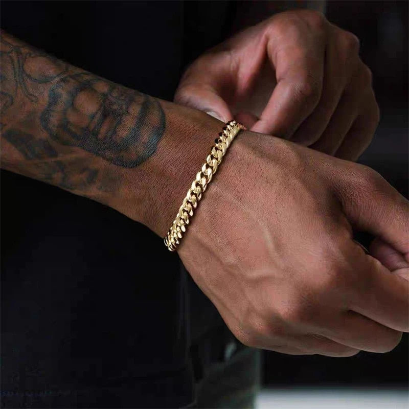 Thumbnail: 3-11mm Thick Waterproof Chain Bracelet for Men Stainless Steel Cuban Chain Wris