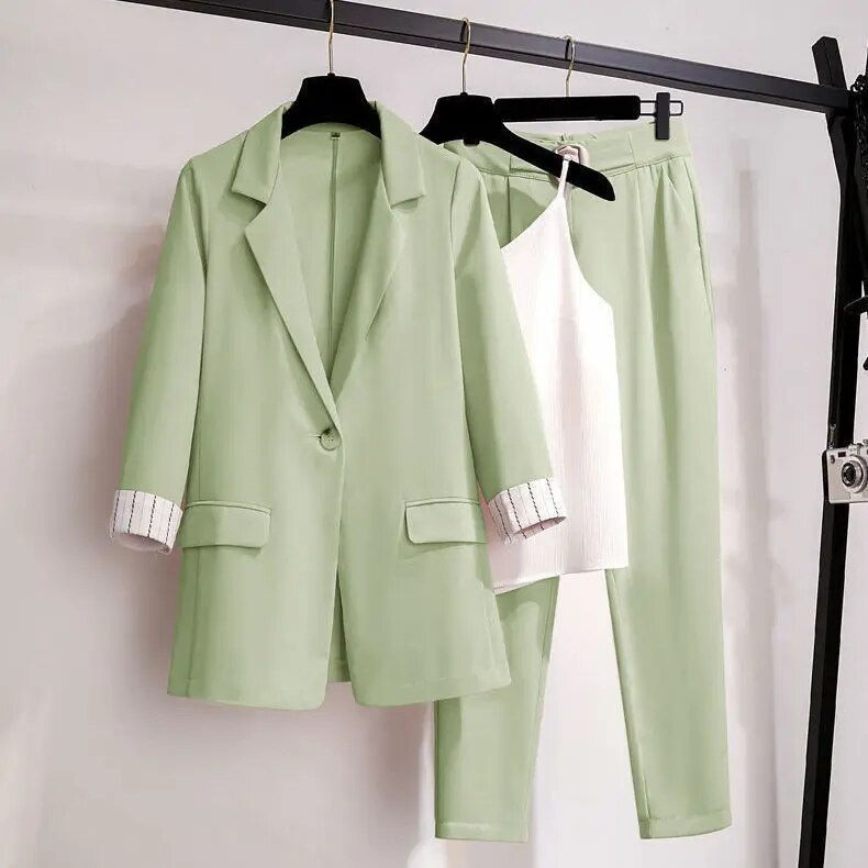 Thumbnail: 2023 spring new plus size Korean elegant women's suit female blazer leisure pan