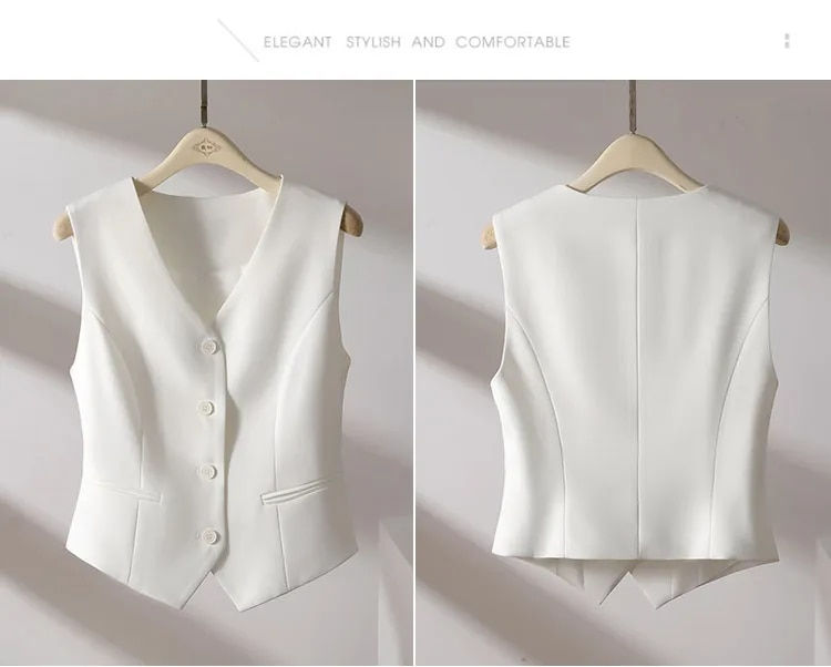 ภาพขนาดย่อ: White Suit Vest 2023 Fall New Casual Slim Reduce Waist Sleeveless Short Jacket