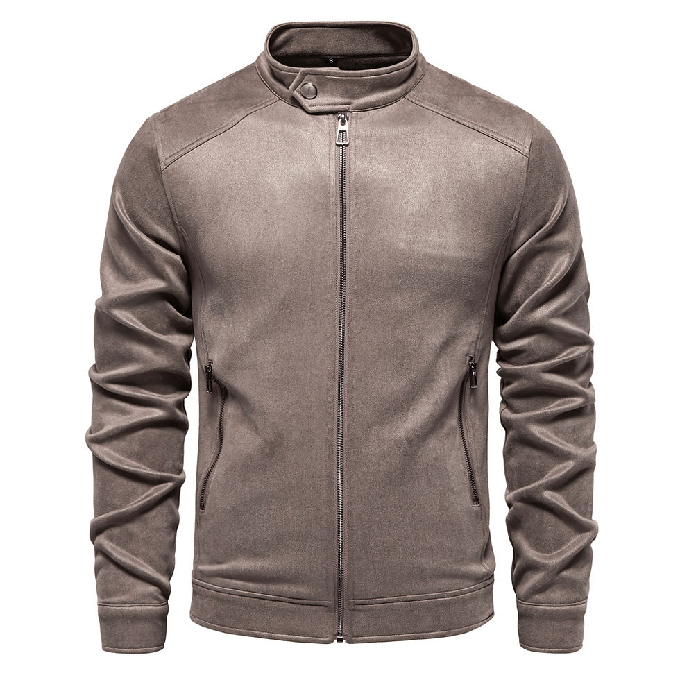 Thumbnail: AIOPESON New Men's Stand Collar Zip Suede Jacket Fashion Casual Business Faux L