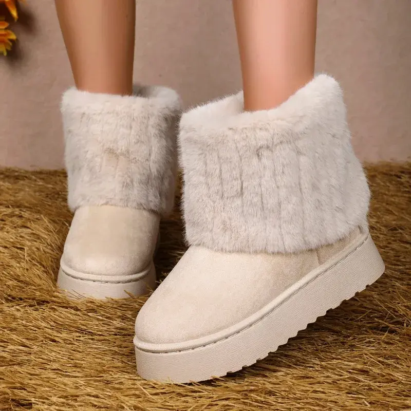Miniatura: 2024 Fashionable Women Snow Boots Winter New Warm Thickened Round Toe and Calf