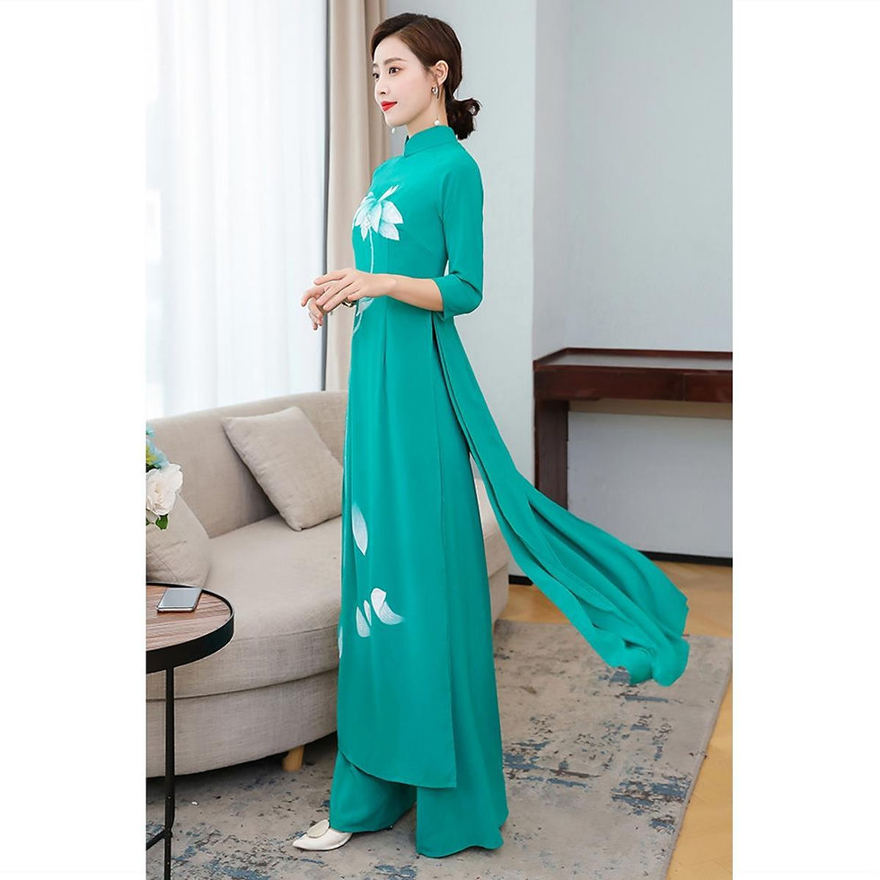 Thumbnail: Spring Summer Ao Dai Cheongsam Folk Style Vietnam Chiffon Aodai Graceful Elegan