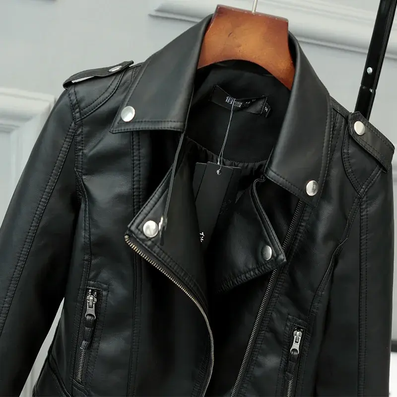 Thumbnail: Korean Version of Slim PU Leather Jacket Women's 2023 Spring / Autumn Winter  N