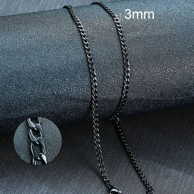 Miniatura: Vnox Men's Cuban Link Chain Necklace Stainless Steel Black Gold Color Male Chok