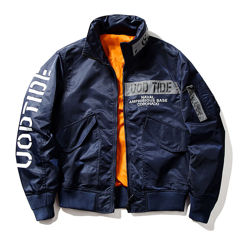 Thumbnail: New Hip Hop Jacket Men High Quality Thick Army Navy Military Motorcycle Ma-1 Av