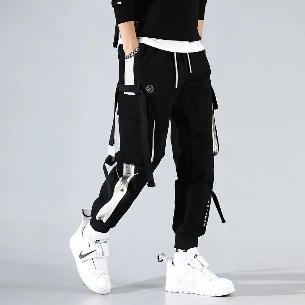 Thumbnail: New Streetwear Men's Multi Pockets Cargo Harem Pants Hip Hop Casual Male Track