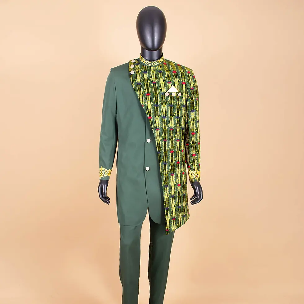 Thumbnail: African Suits for Men Embroidery Print Blazer and Pants Set Business Dress Suit