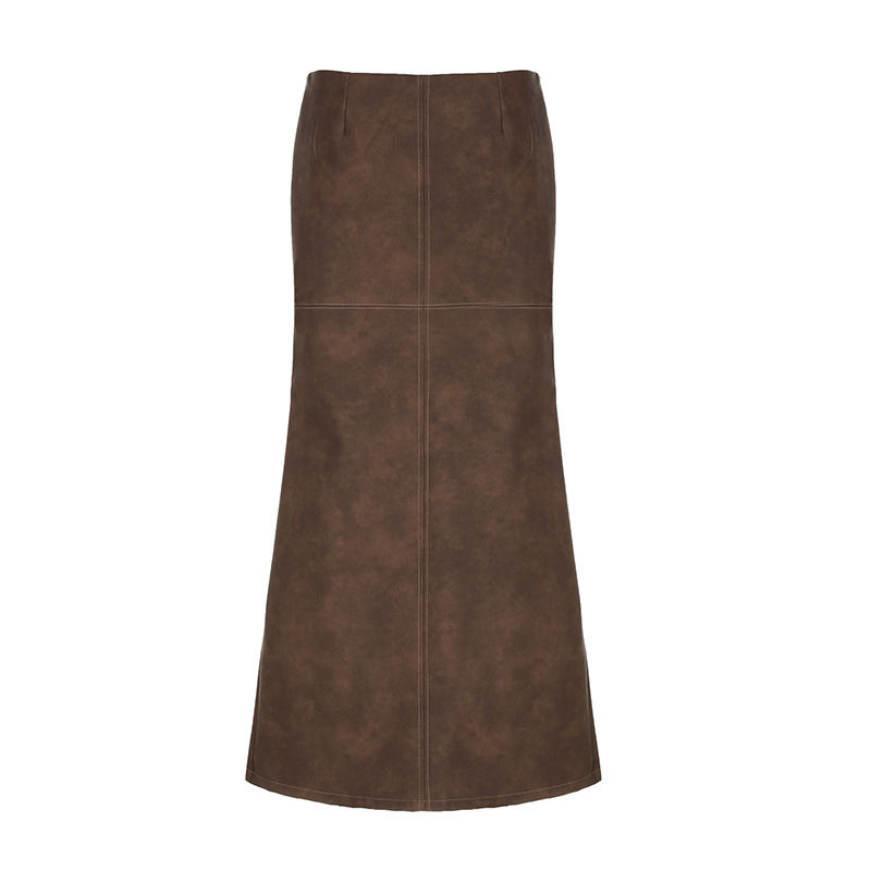 Миниатюра: Retro Style Distressed Leather Skirt