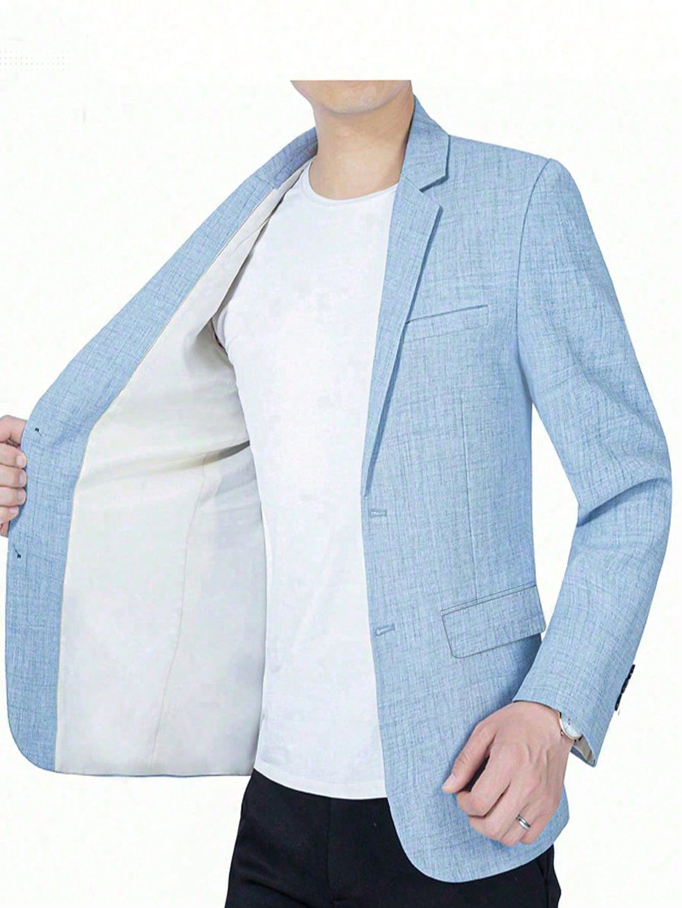 Miniaturebillede: Grayish-Blue Classic Men's Business Suit, Fashionable Casual Suit Jacket, Indoo