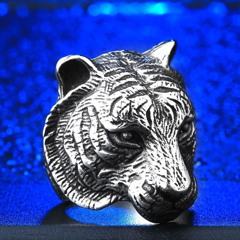 Küçük resim: Beier New Store 316L Stainless Steel Ring Top Quality Domineering Tiger Head Ri