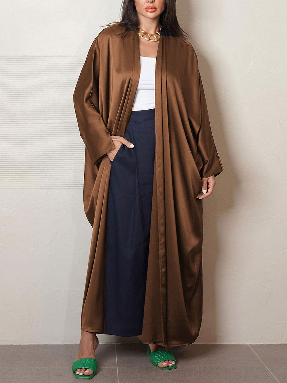 Miniaturebillede: Kimono Abayas Women Modest Muslim Moroccan Dubai Fashion Casual Open Abaya Silk