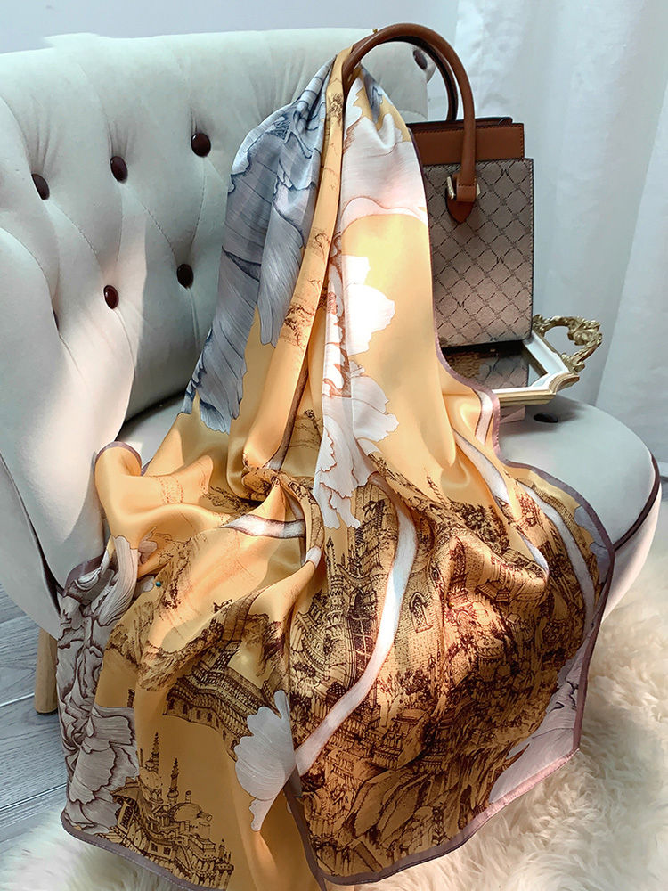 Thumbnail: Silk Long Scarf Women 100% Natural Silk  Head Scarves Stylish  Shawls Wraps Spr