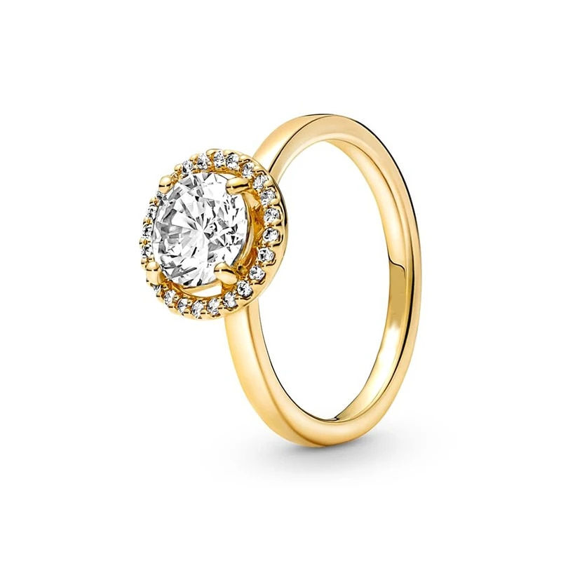 Thumbnail: 2024 New 18K Gold Plated 925 Silver Ring Zircon Sparkling Double Band Heart Fin