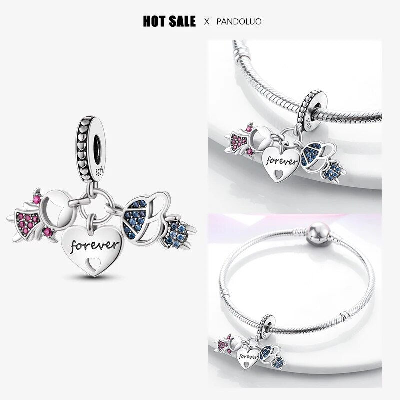 Thumbnail: Charms 925 Original Fit Pandora 925 Original Charm Bracelet Women 925 Silver Ho