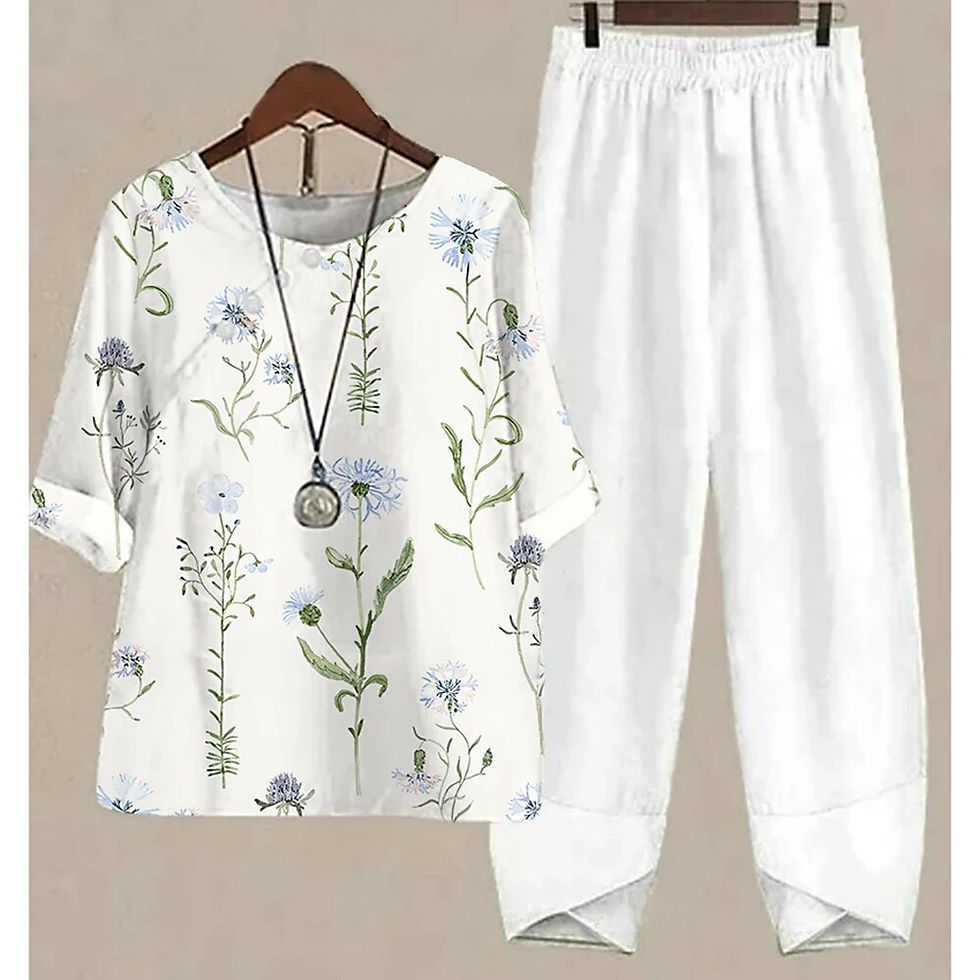 Thumbnail: Ladies Elegant Vintage Suit Butterfly Print White Two Piece Set Casual Female L